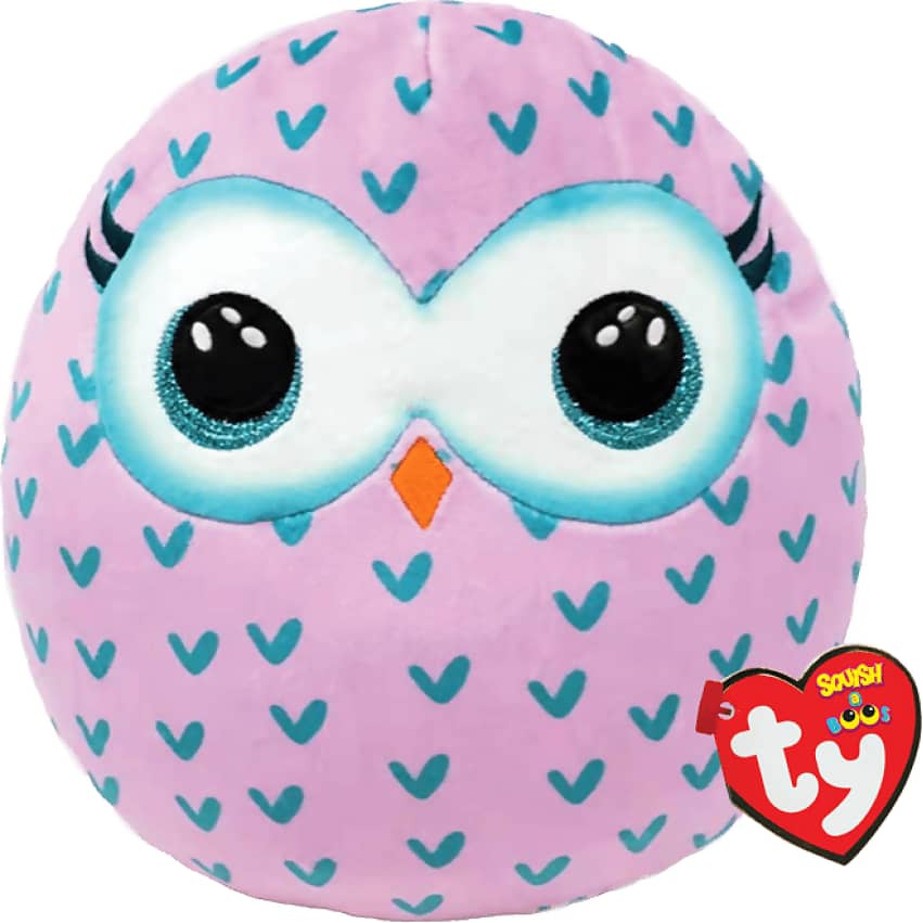 Ty - Squish-a-boos - Winks The Pink Owl - Medium 10 Inches - Squishy Beanies