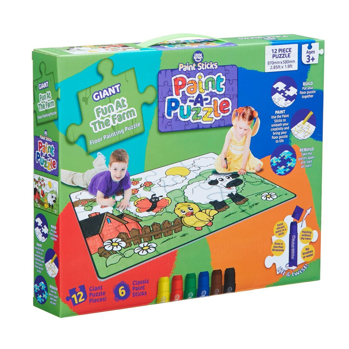 Little Brian - Paint-a-puzzle - Fun At The Farm Giant 12 Piece Set