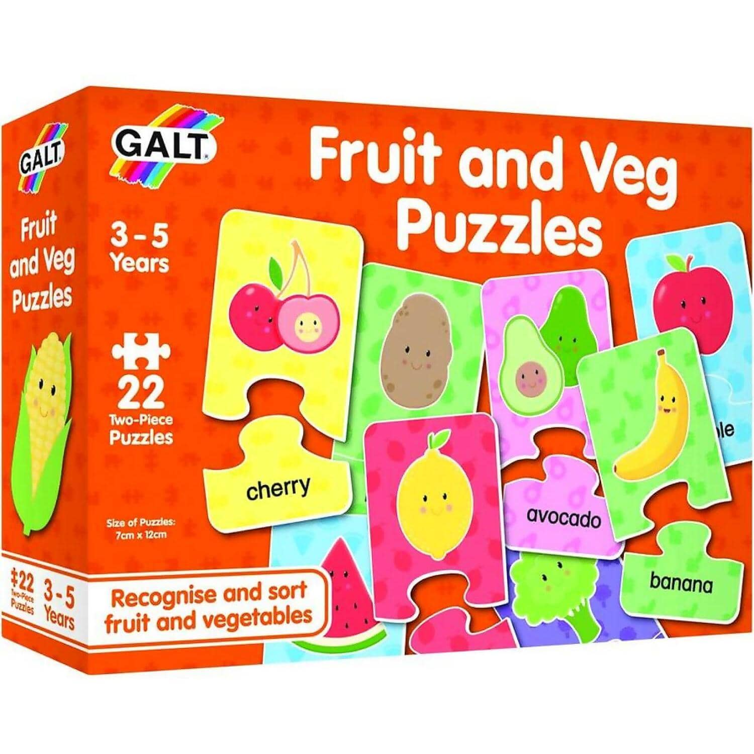 GALT - Fruit And Veg Puzzles - Jigsaw Puzzle Set 24 x 2-Piece Puzzles