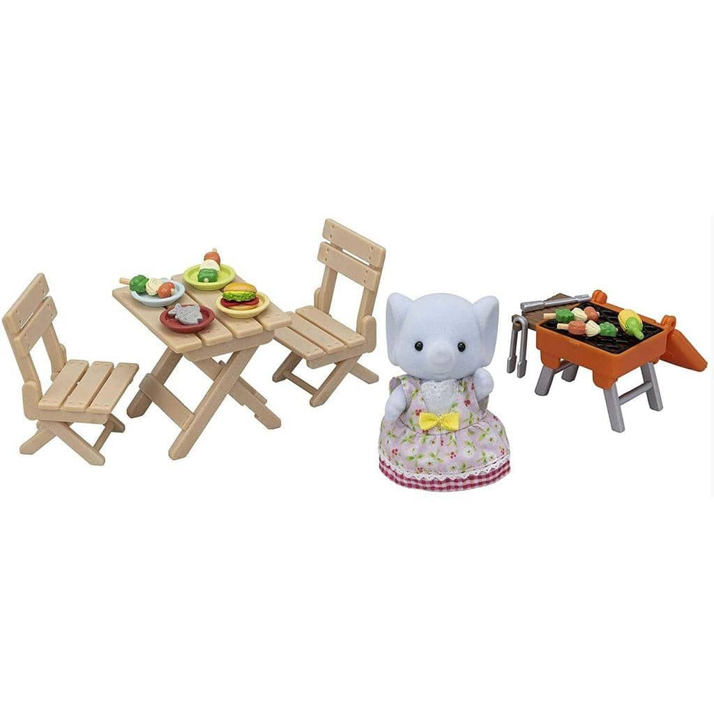 Sylvanian Families - Bbq Picnic Playset With Elephant Girl Animal Doll Playset