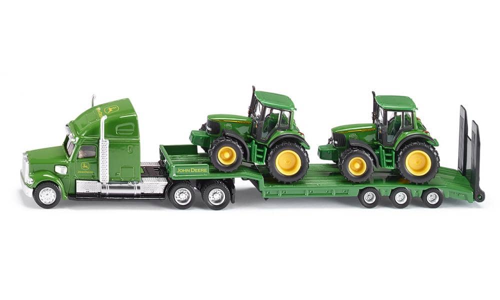 Siku - 1:87 Low Loader With John Deere Tractors - Die-Cast Farm Transporter Playset