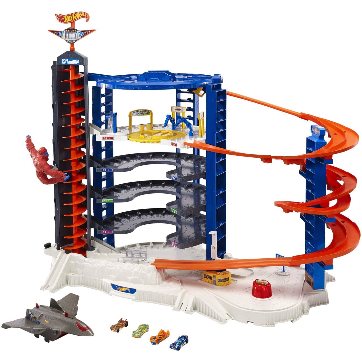Hot Wheels - Track Set With 4 1:64 Scale Toy Cars Super Ultimate Garage Over 3-Feet Tall Mattel