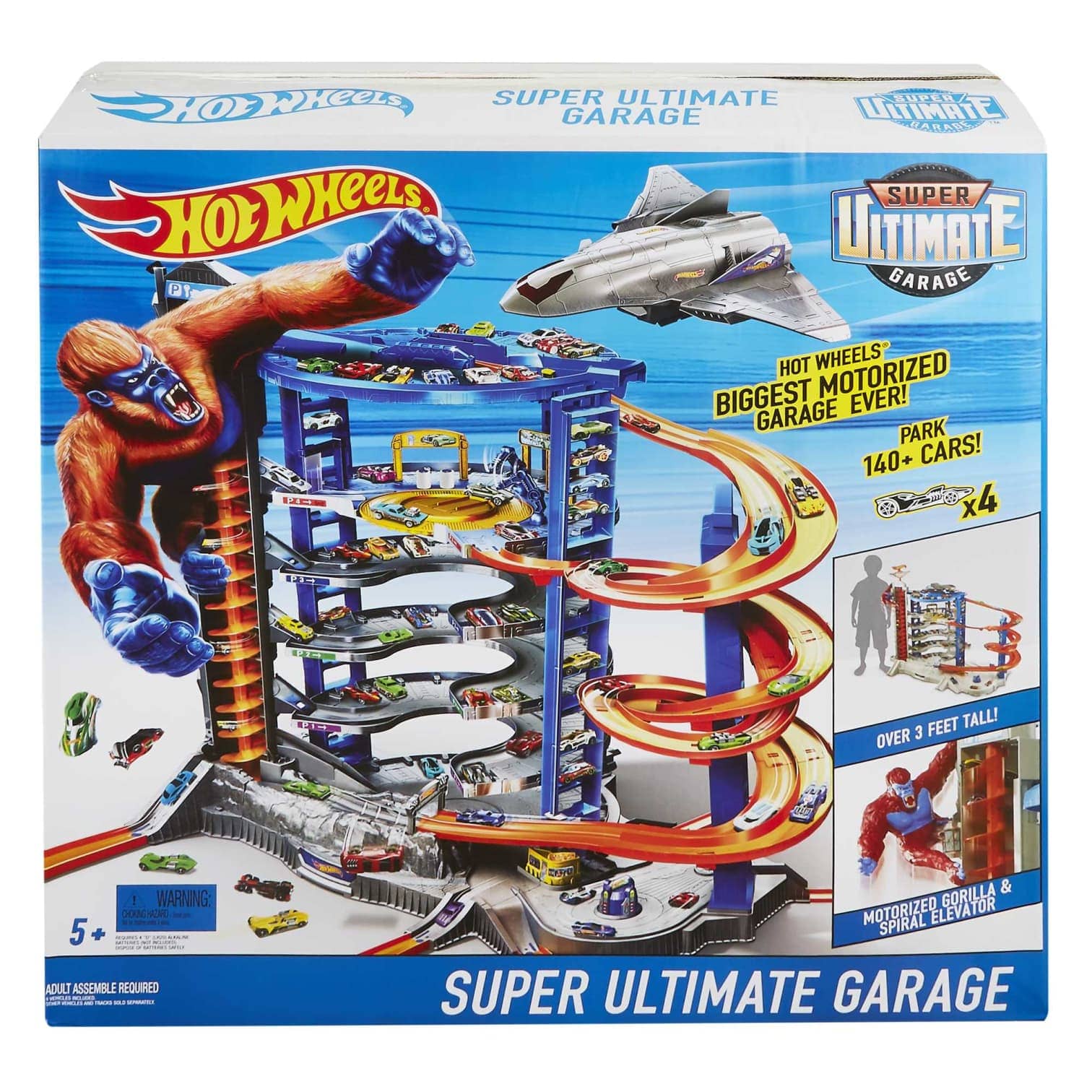 Hot Wheels - Track Set With 4 1:64 Scale Toy Cars Super Ultimate Garage Over 3-Feet Tall Mattel