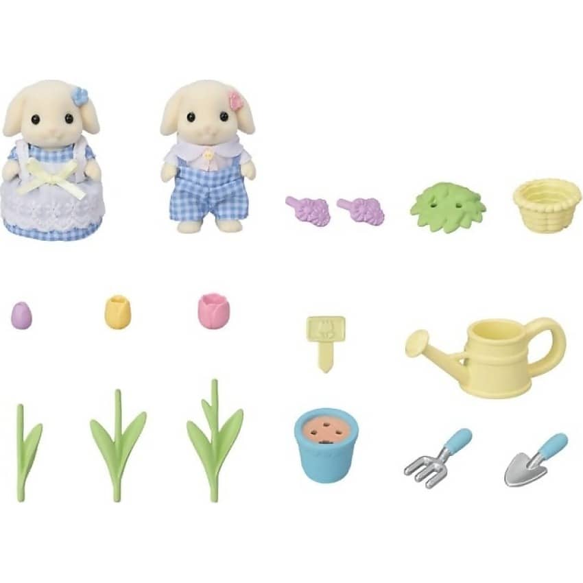 Sylvanian Families - Blossom Gardening Playset Flora Rabbit Sister & Brother