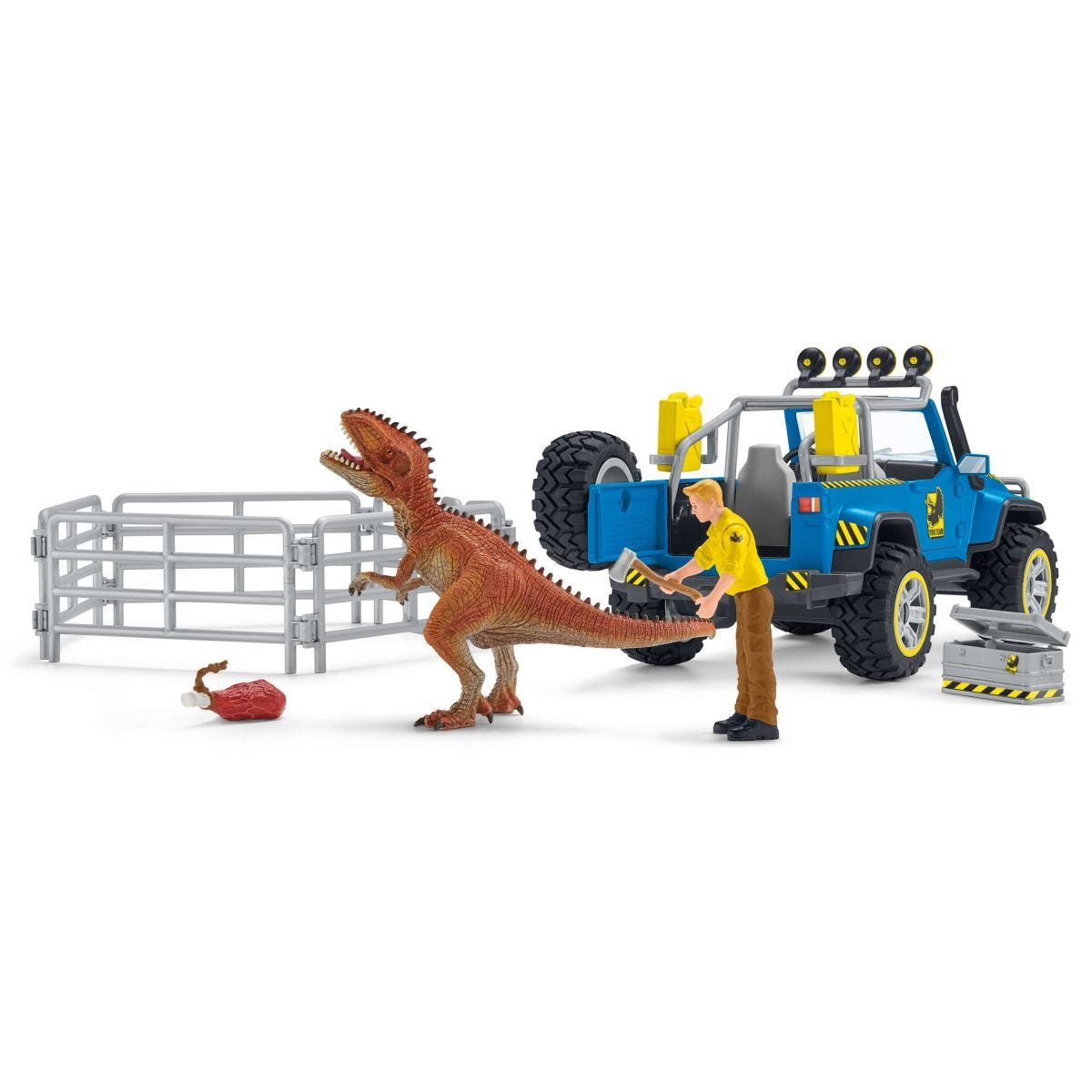 Schleich - Off-road Vehicle With Dino Outpost Dinosaur Figurine Animal Playset