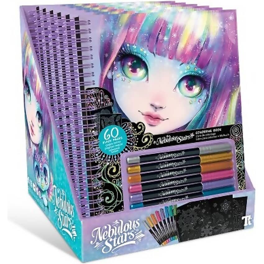 Nebulous Stars - Black Pages Coloring Book - Isadora (metallic Pens)