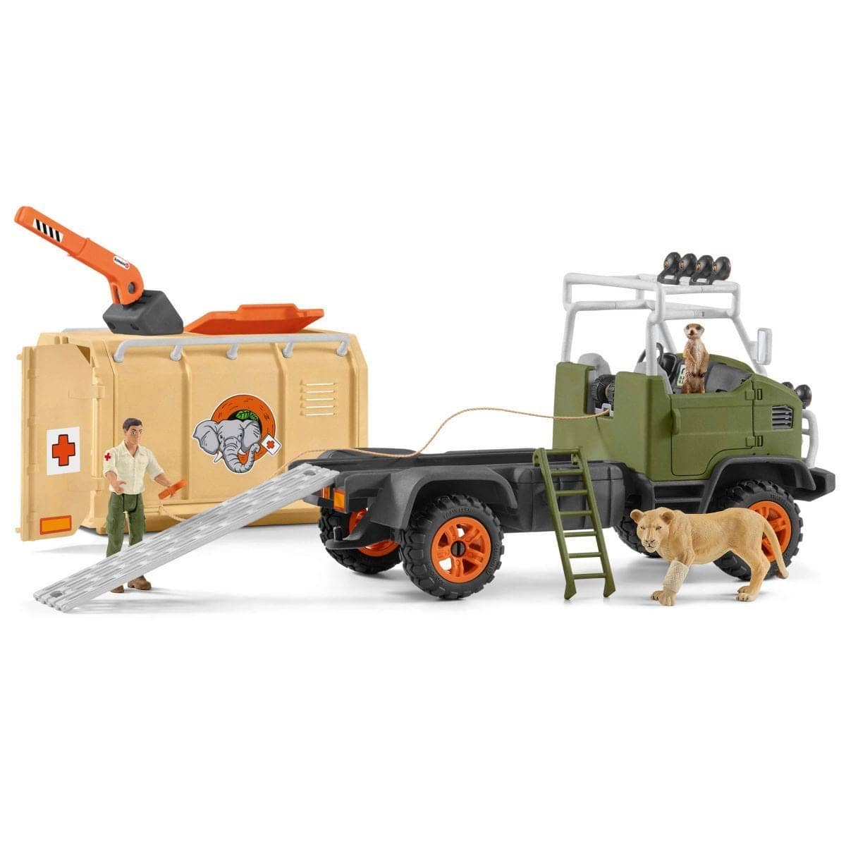 Schleich - Animal Rescue Large Truck Wildlife Animal Figurine Playset Animal Playset