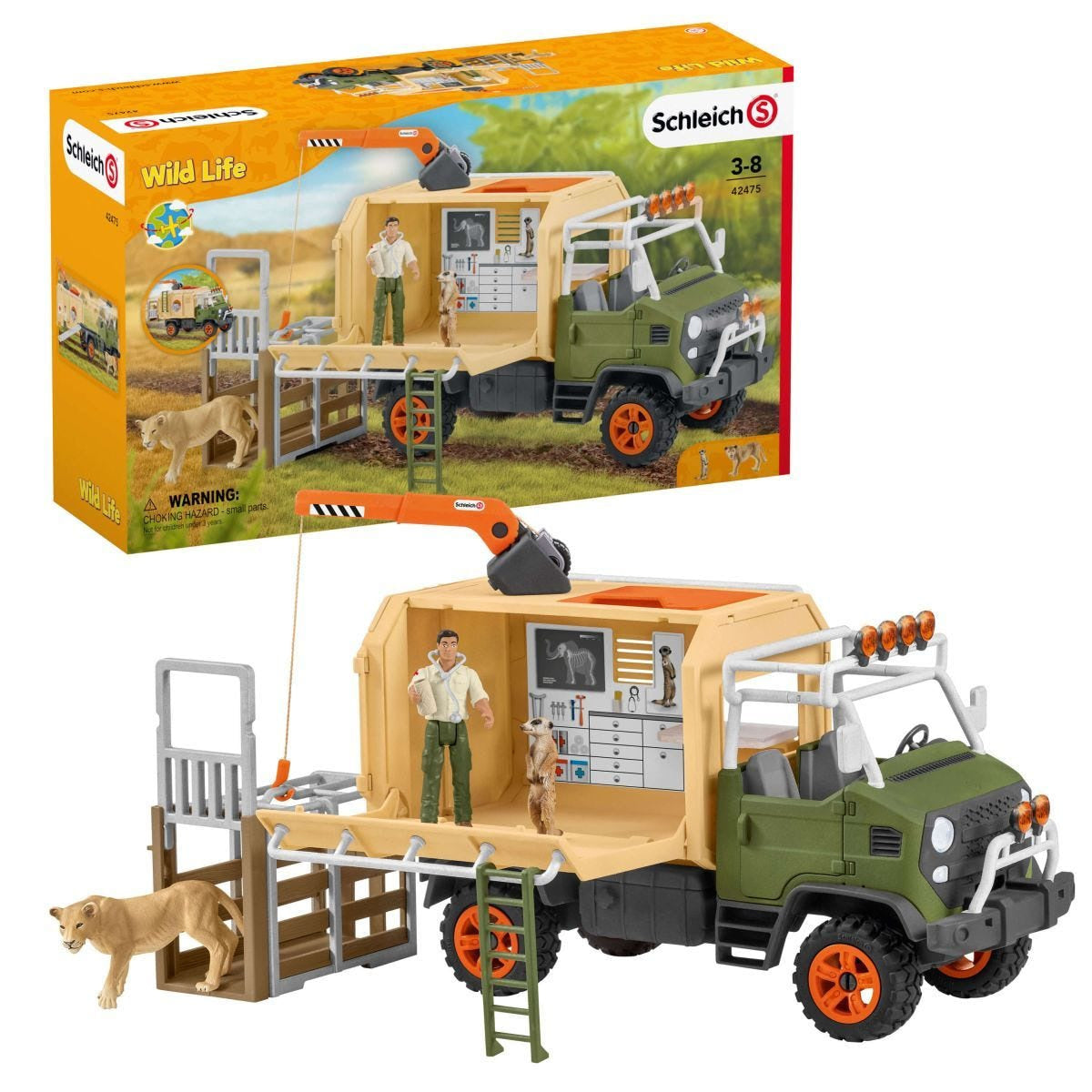 Schleich - Animal Rescue Large Truck Wildlife Animal Figurine Playset Animal Playset
