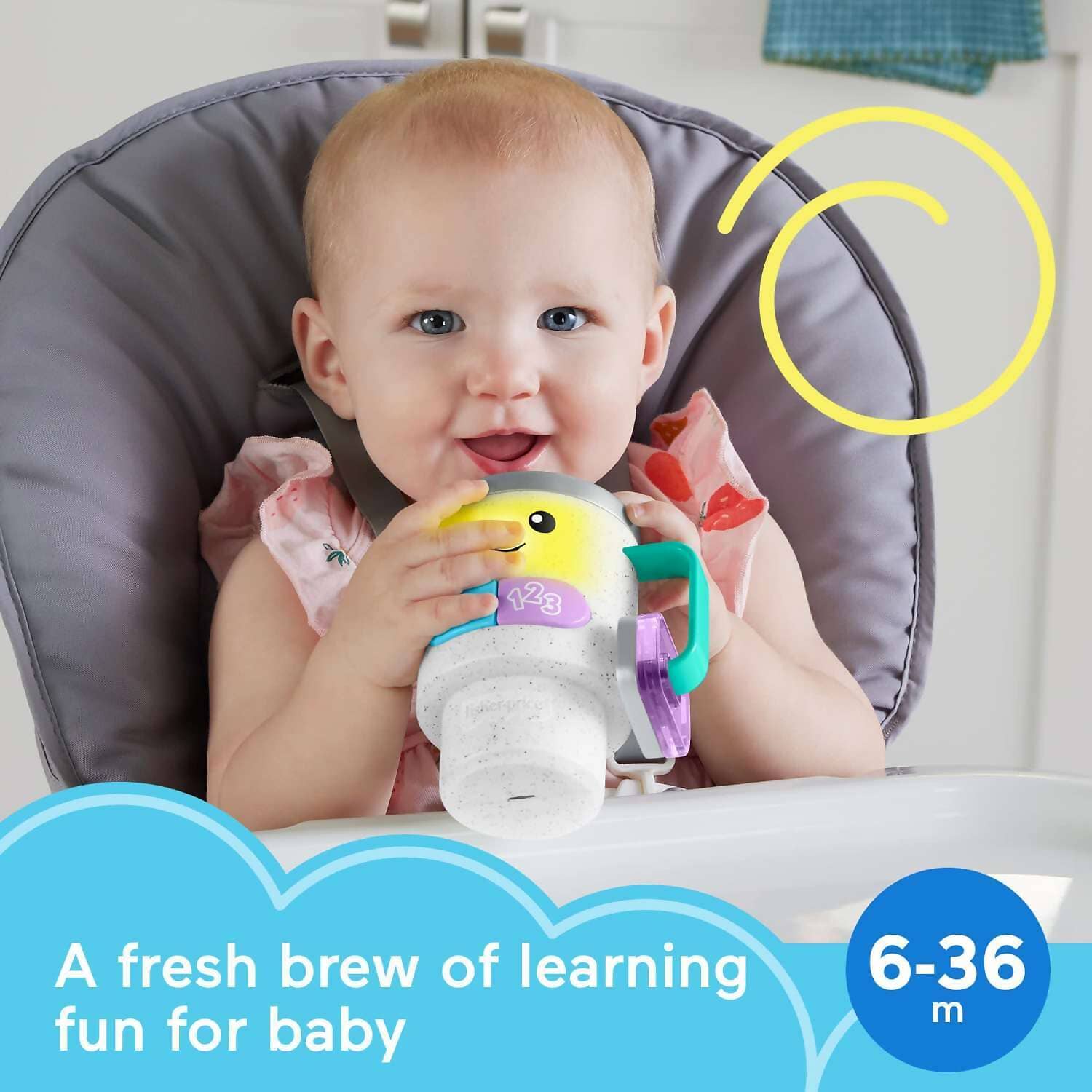 Fisher-Price - Laugh & Learn Wake Up & Learn Coffee Mug Baby & Toddler Toy With Music & Lights - Mattel