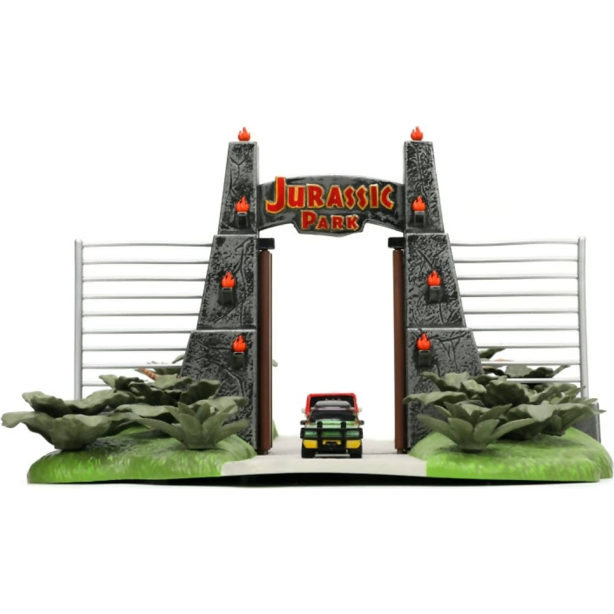 JADA TOYS - JURASSIC PARK 30TH ANIVERSARY NANO SCENE DIORAMA WITH 2 VEHICLES SCALE DIECAST SET