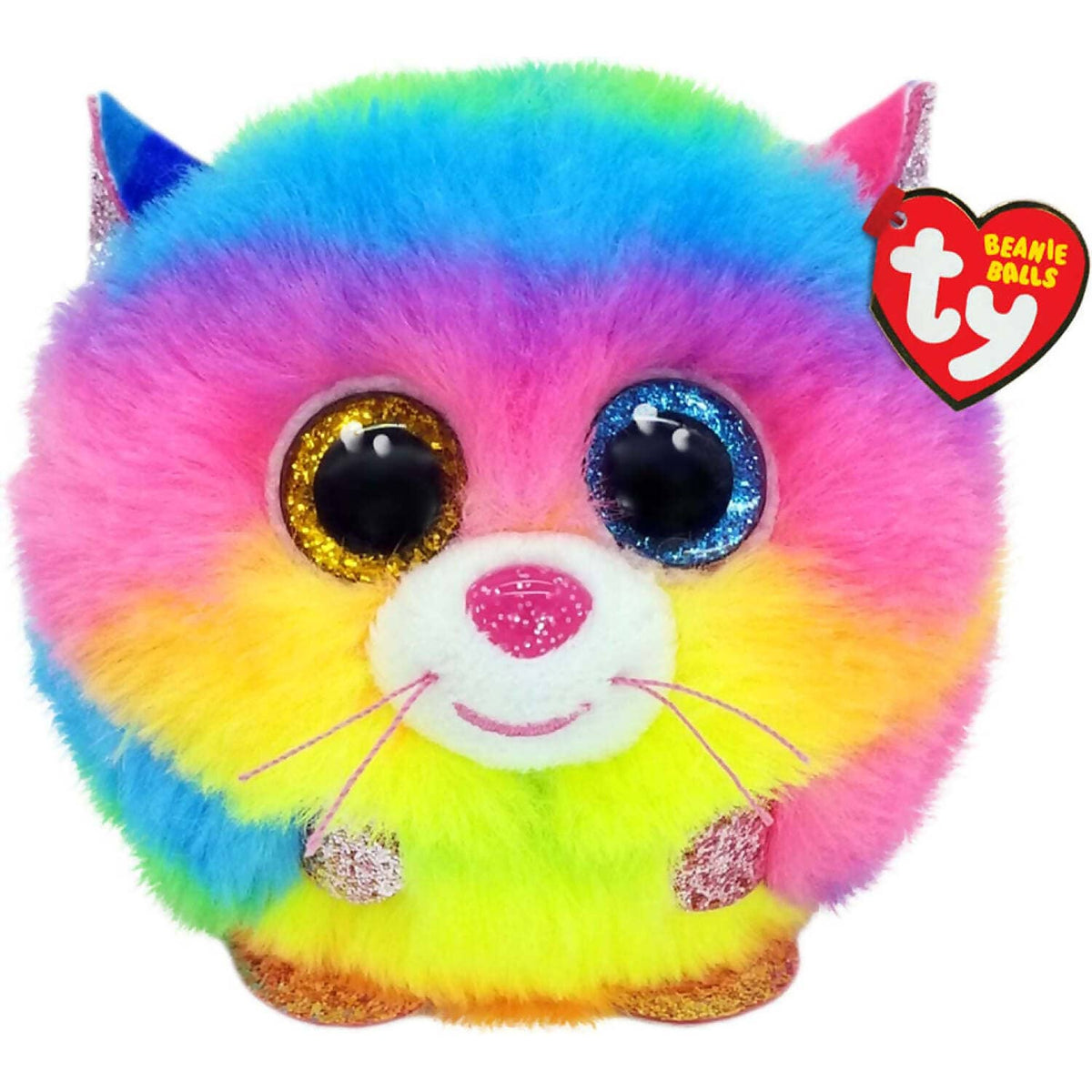 Ty - Beanie Ball Puffies - Gizmo Rainbow Cat
