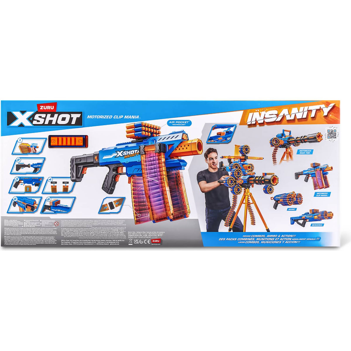ZURU - X Shot Insanity Motorised Clip Mania With 72 Darts