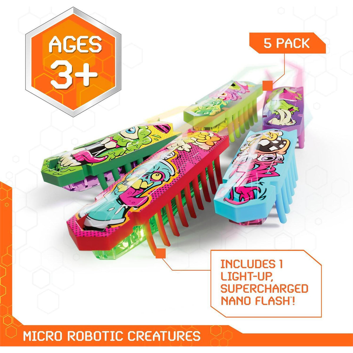 Hex Bots - Nano 5 Pack 4 Nano Bugs With Bonus Flash Nano