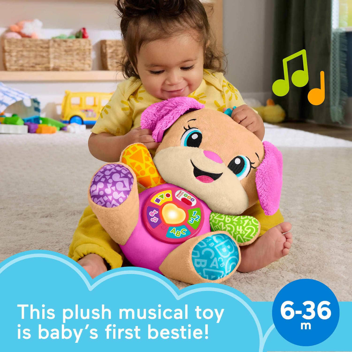 Fisher-Price - Laugh & Learn Smart Stages Sis Pink Plush Musical Learning Toy For Baby & Toddler