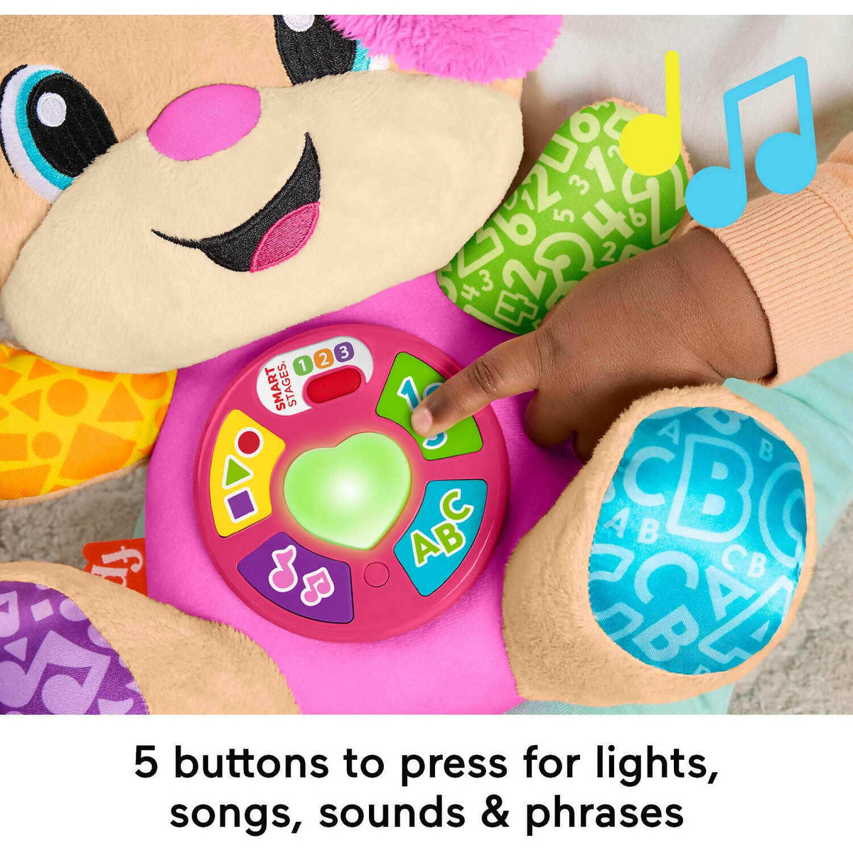 Fisher-Price - Laugh & Learn Smart Stages Sis Pink Plush Musical Learning Toy For Baby & Toddler