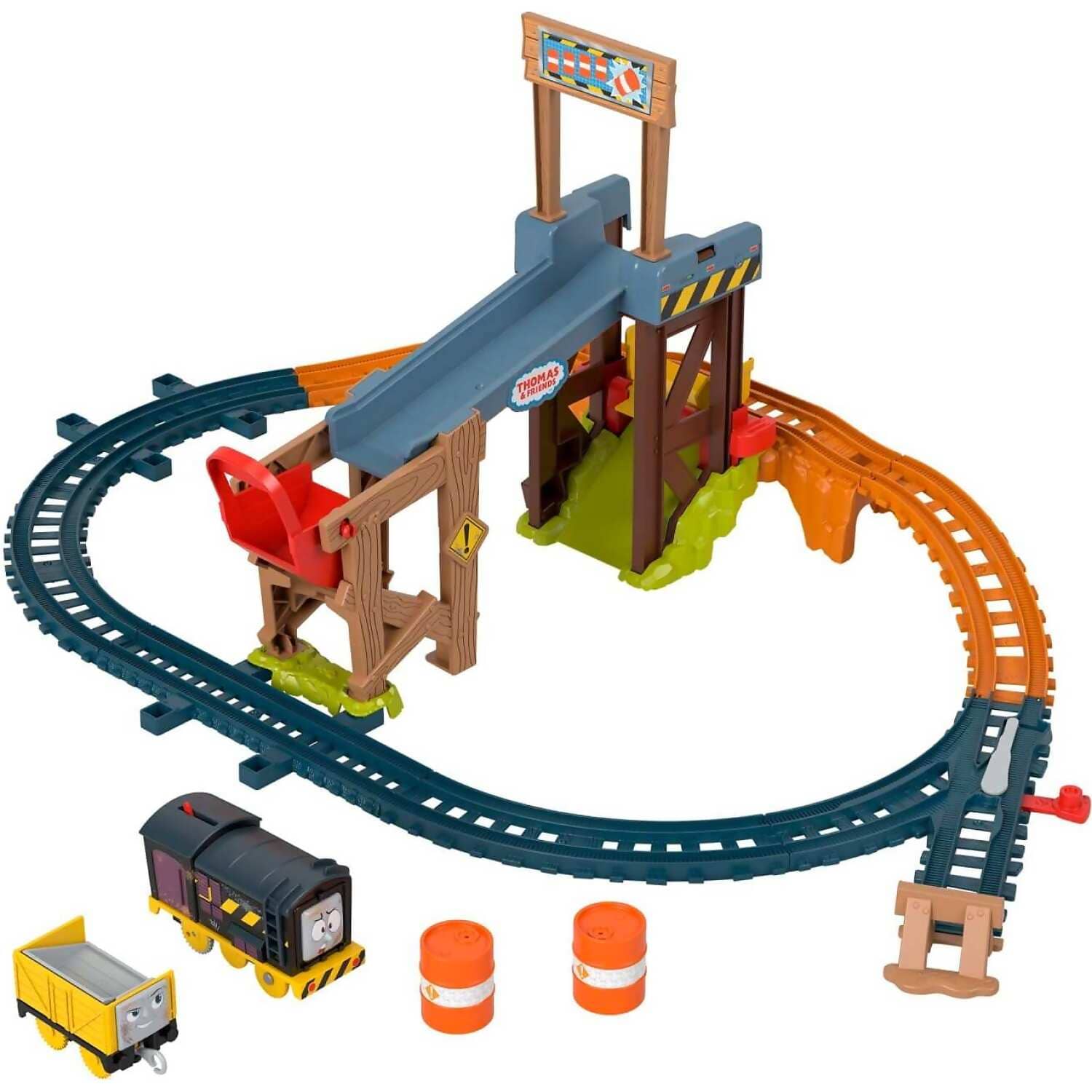 Fisher-Price - Thomas & Friends Diesel's Lift & Load Construction Set Motorized Toy Train With Track & Cargo