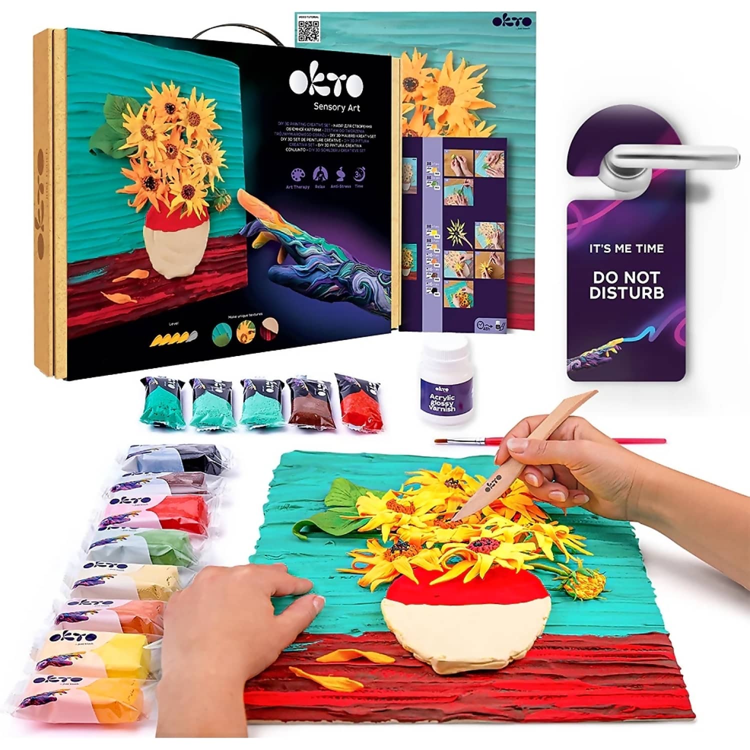 OKTO - Sensory Art - DIY 3D Painting Creative Set Sunflowers 30cm x 40cm