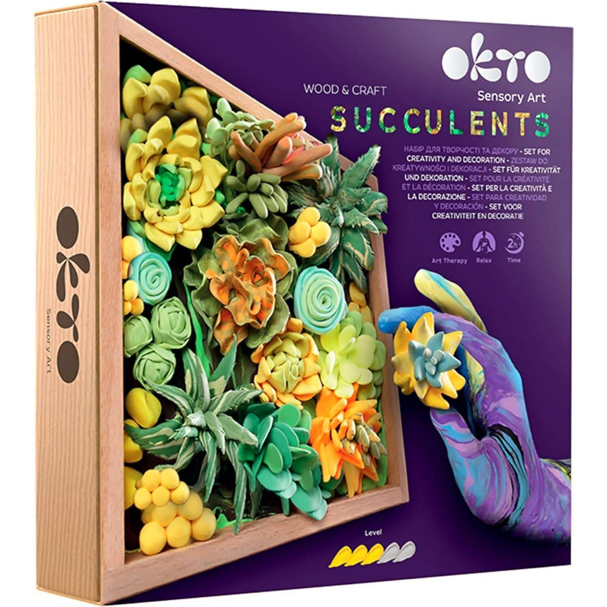 OKTO - Sensory Art - Wood & Craft DIY 3D Succulents Energy 21cm x 21cm