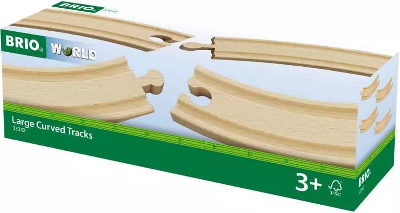 BRIO World - Wooden Train Tracks Large Curved Tracks 4Pce