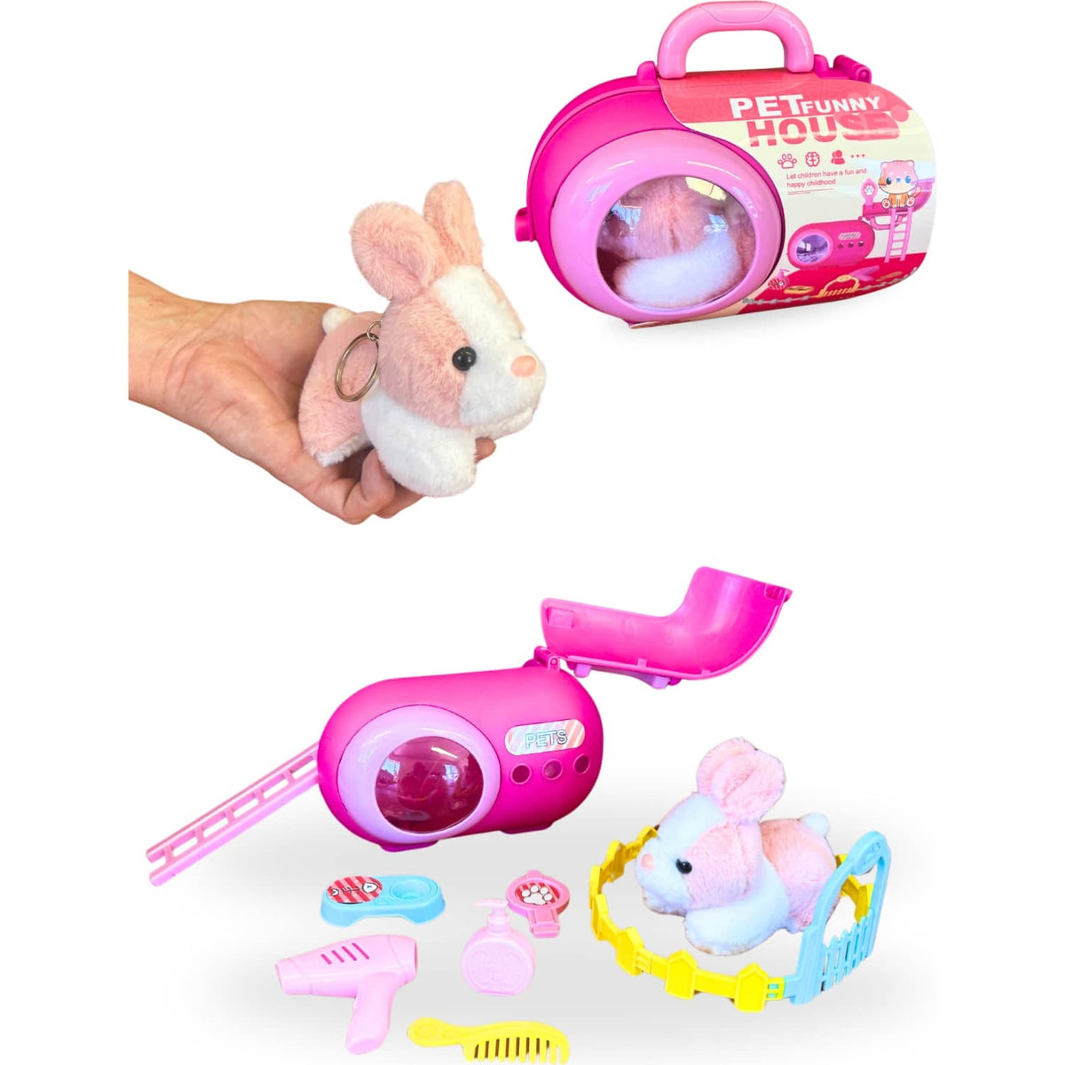 Pet Funny House - Bunny & Pet Carry Capsule and Playhouse Toy Plush