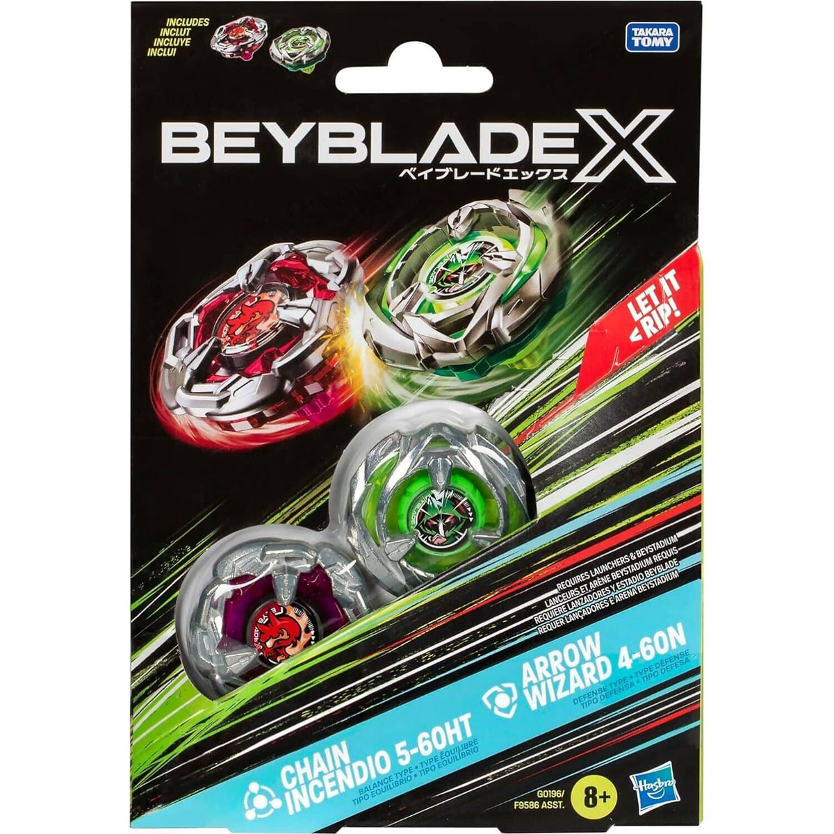 BEYBLADE X - Chain Incendio 5-60HT and Arrow Wizard 4-60N