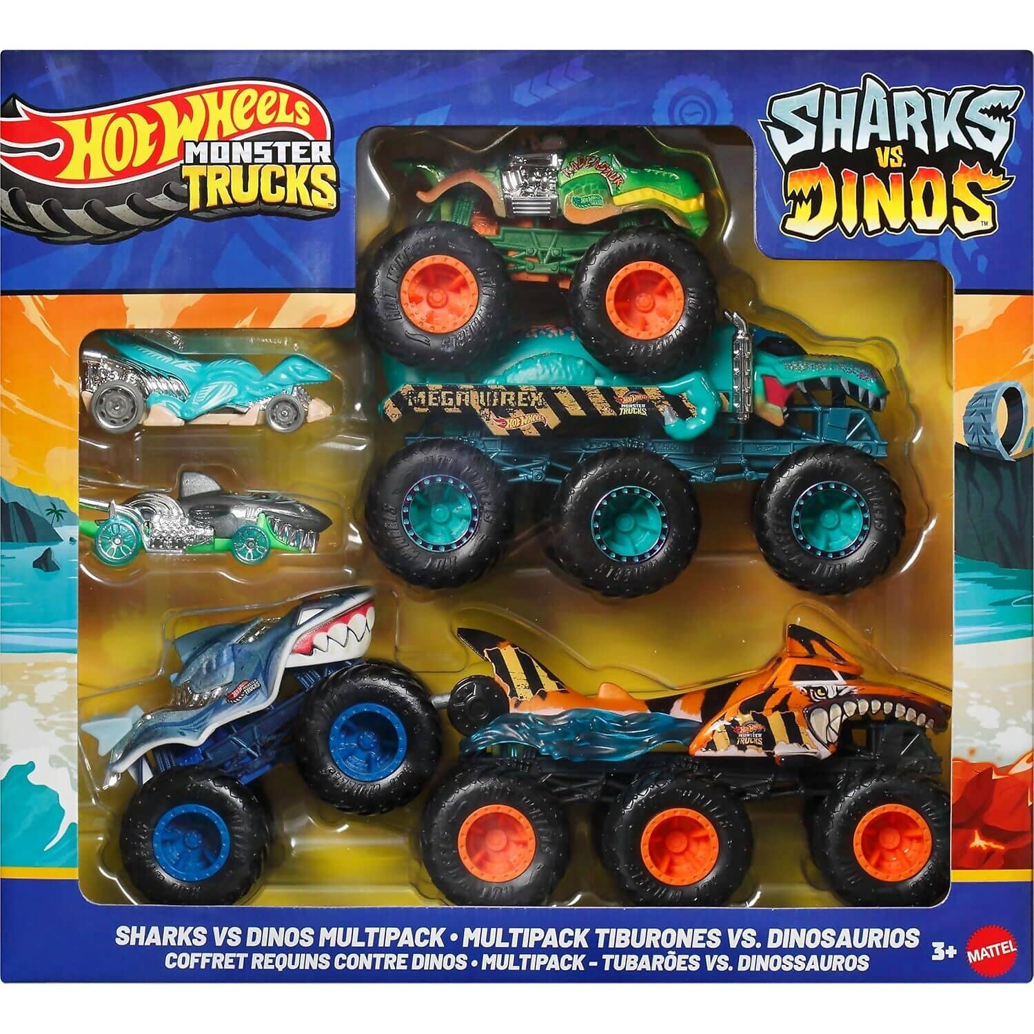 Hot Wheels - Monster Trucks Sharks Vs. Dinos Multipack - Mattel
