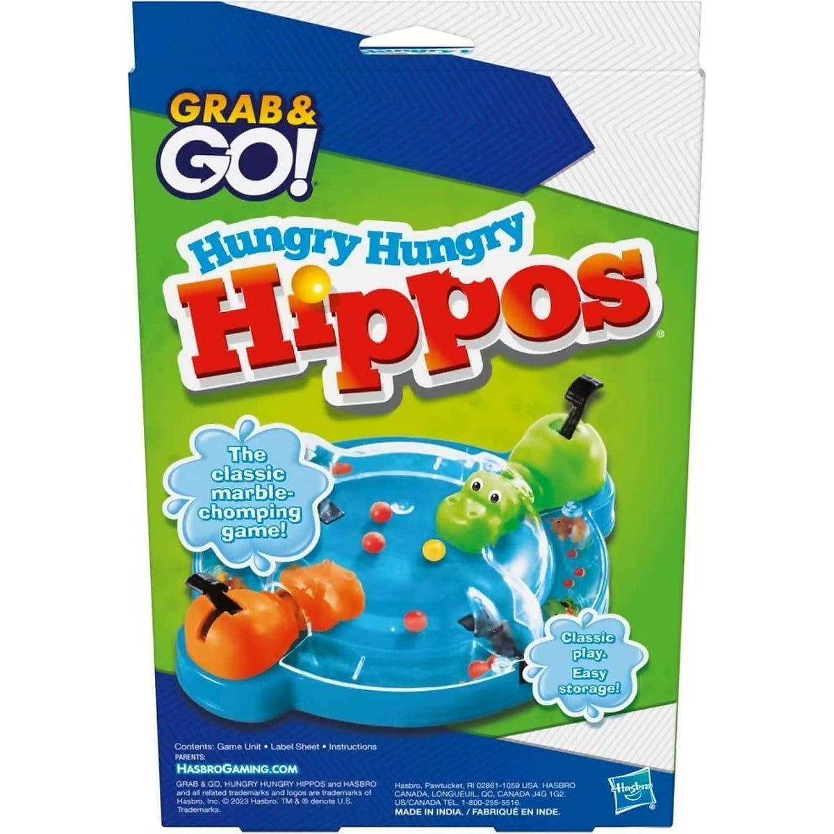 Hasbro Gaming - Hungry Hungry Hippo Grab & Go! Portable Travel Board Game