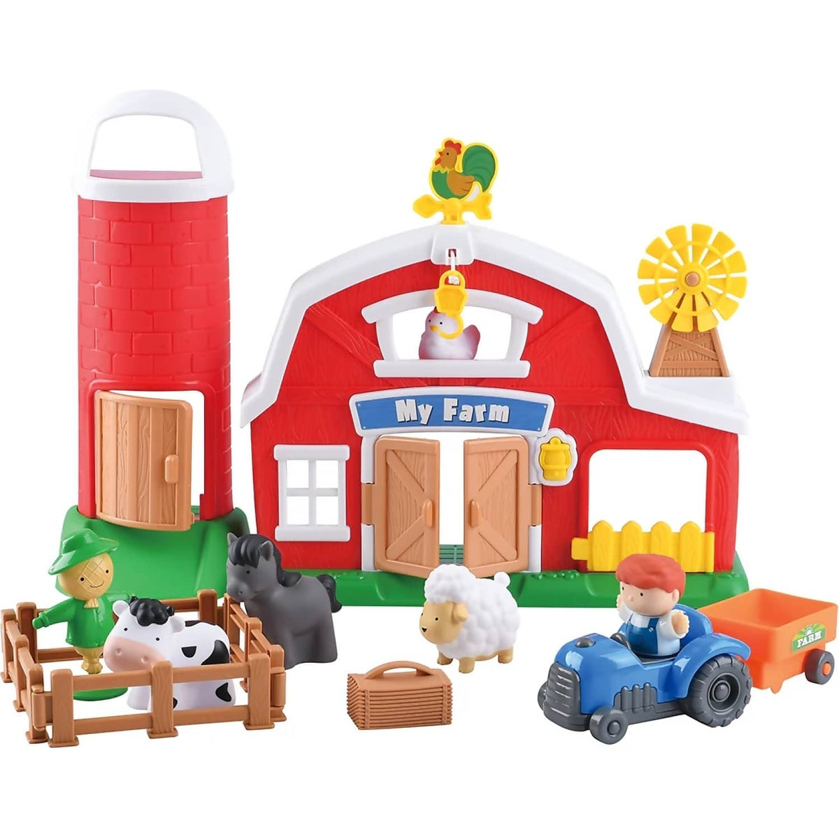 Playgo Toys Ent. Ltd - Busy Farm Life With Grain Silo 16 Pcs Playset