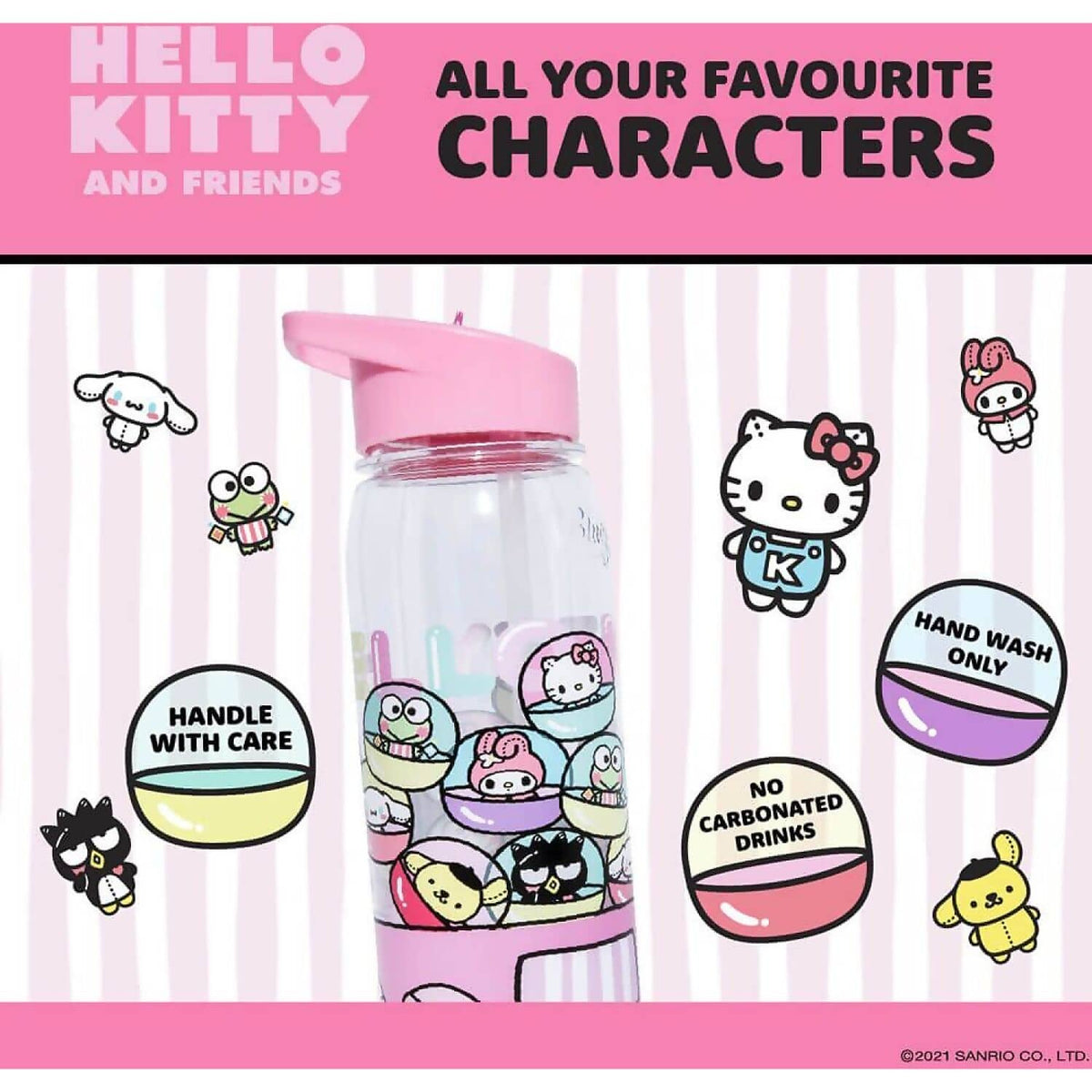 Hello Kitty - and Friends - Hello Kitty Flip Top Bottle 650ml - Jasnor