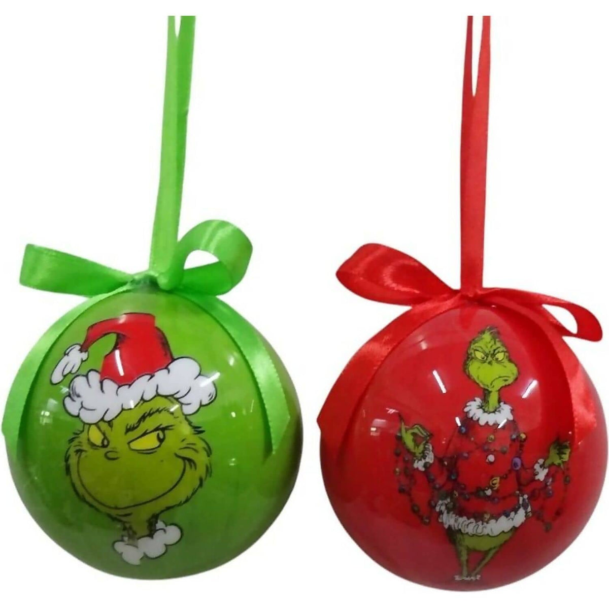 Cotton Candy - Xmas Dr. Seuss The Grinch Set of 6 Baubles - Christmas