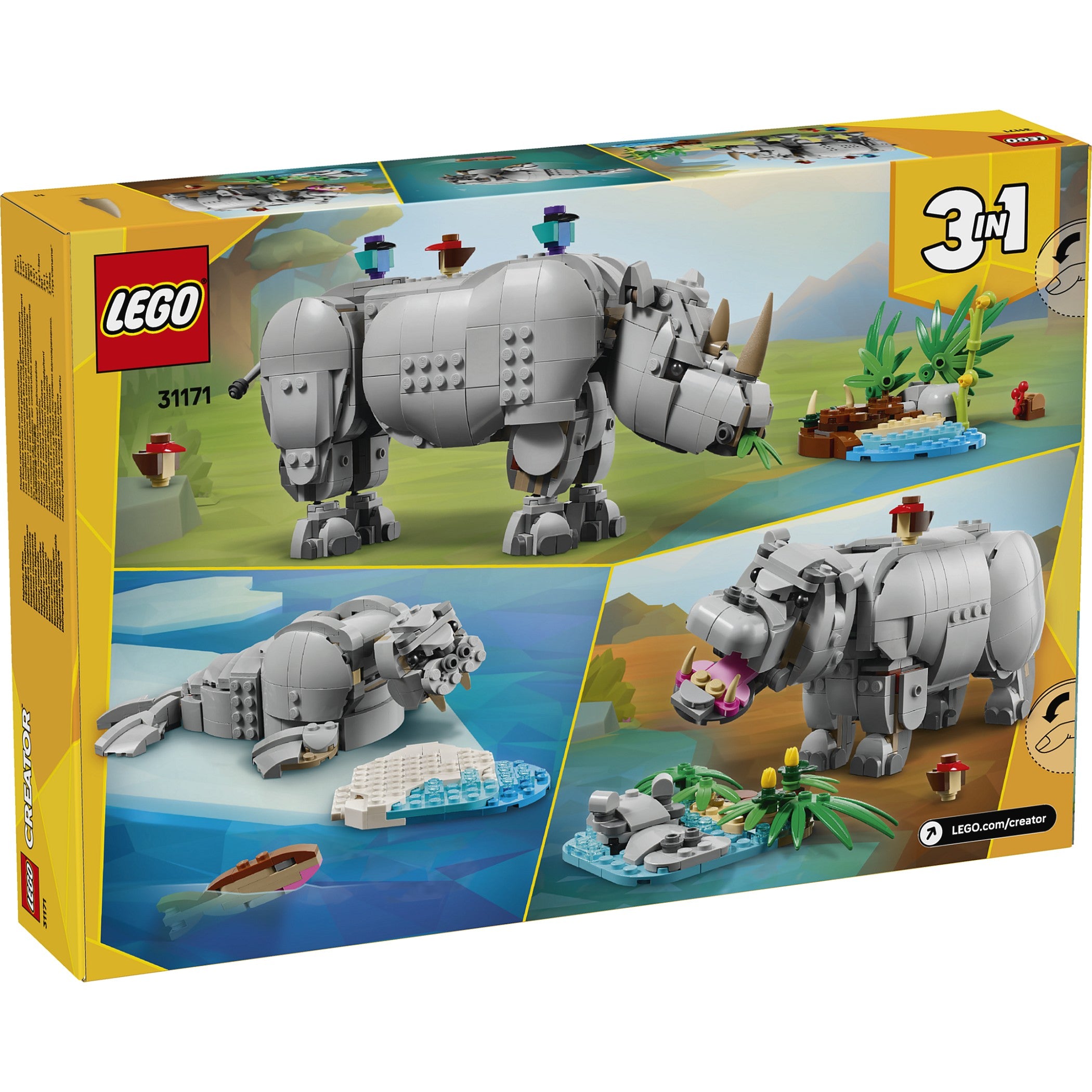 LEGO® 31171 Wild Animals: Majestic Rhino with Birds - Creator 3-in-1