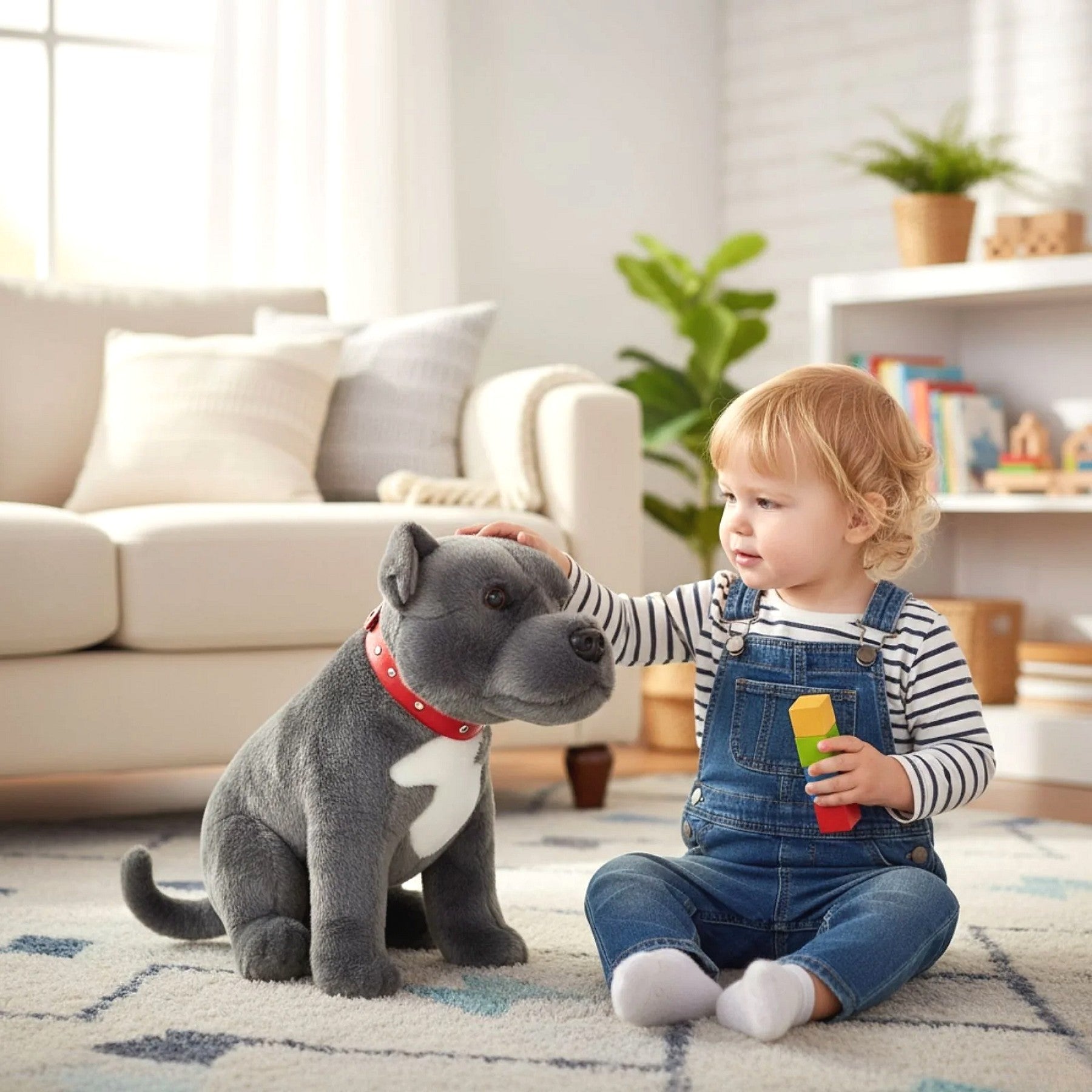 Bocchetta - Storm Grey Staffy Sitting Soft Plush 32cm