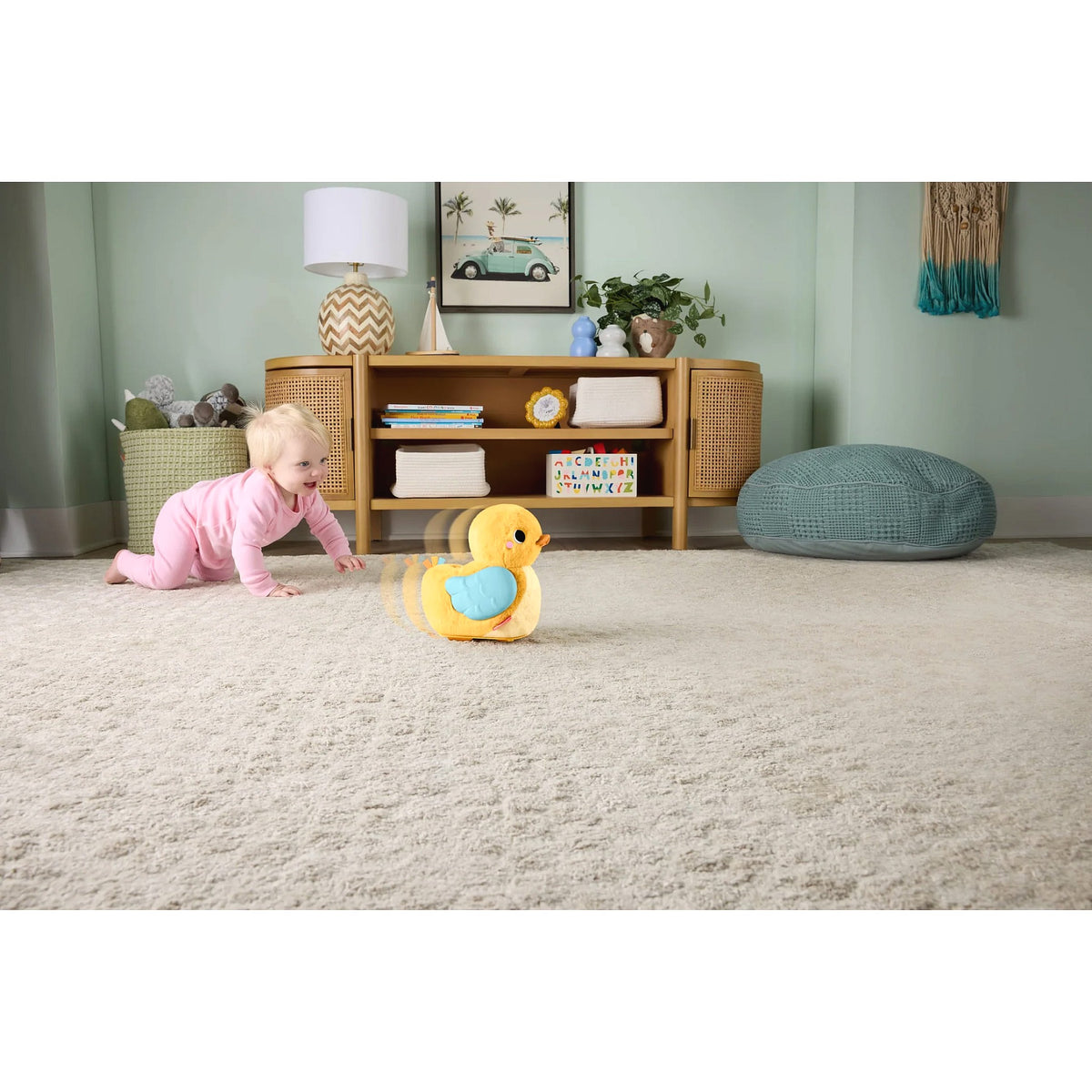 Fisher-Price - 4-In-1 Cuddle & Crawl Duck Baby Musical Tummy Time Plush Toy - Mattel
