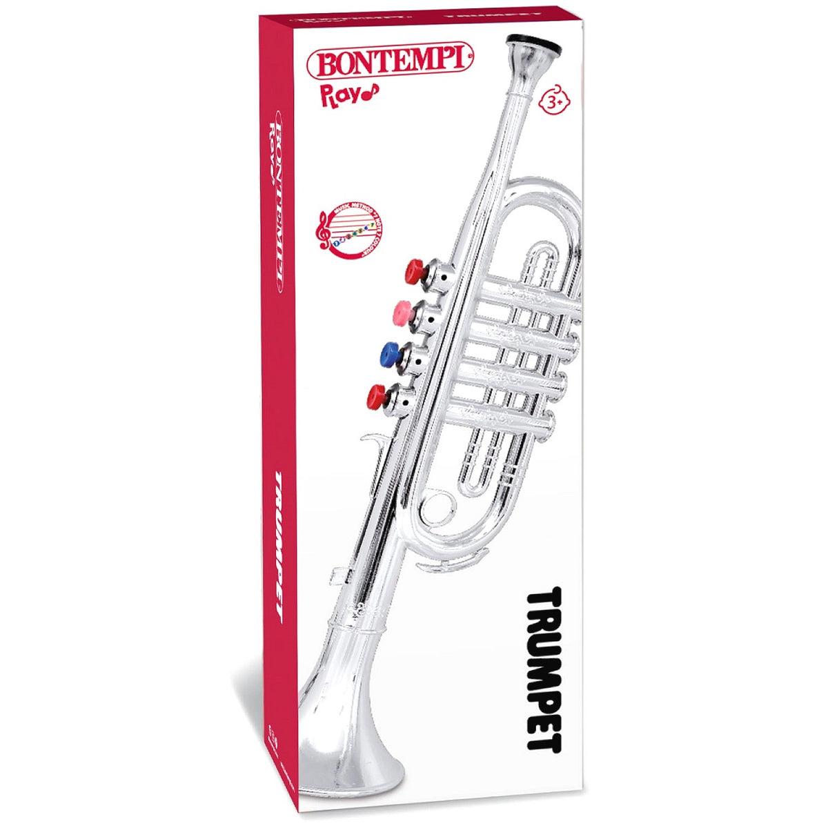 Bontempi - Trumpet Silver with 4 Coloured Keys Toy Musical Instrument