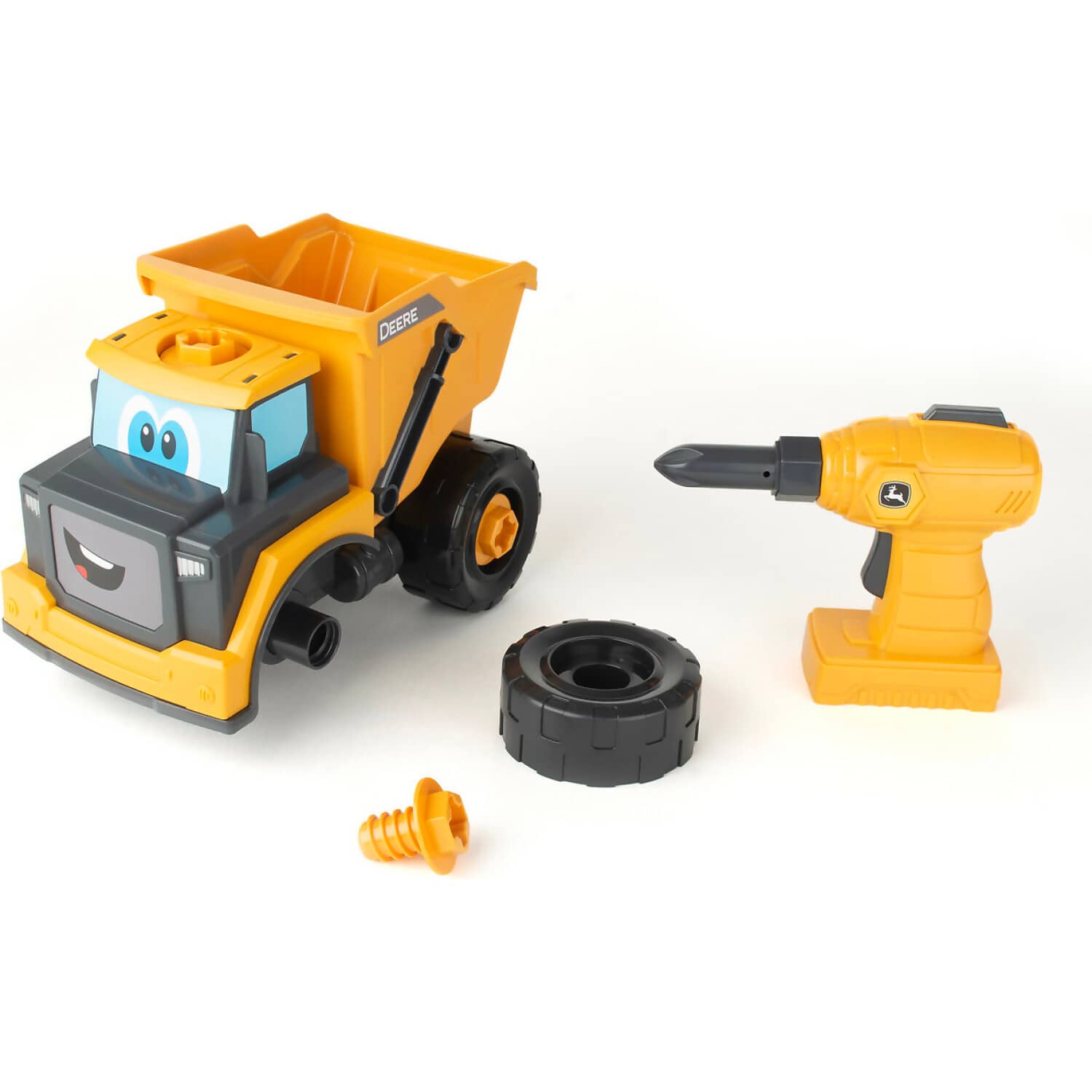 John Deere - Kids - Build A Buddy Yellow Dump Truck 2-in-1 Toy With Toy Drill - Tomy