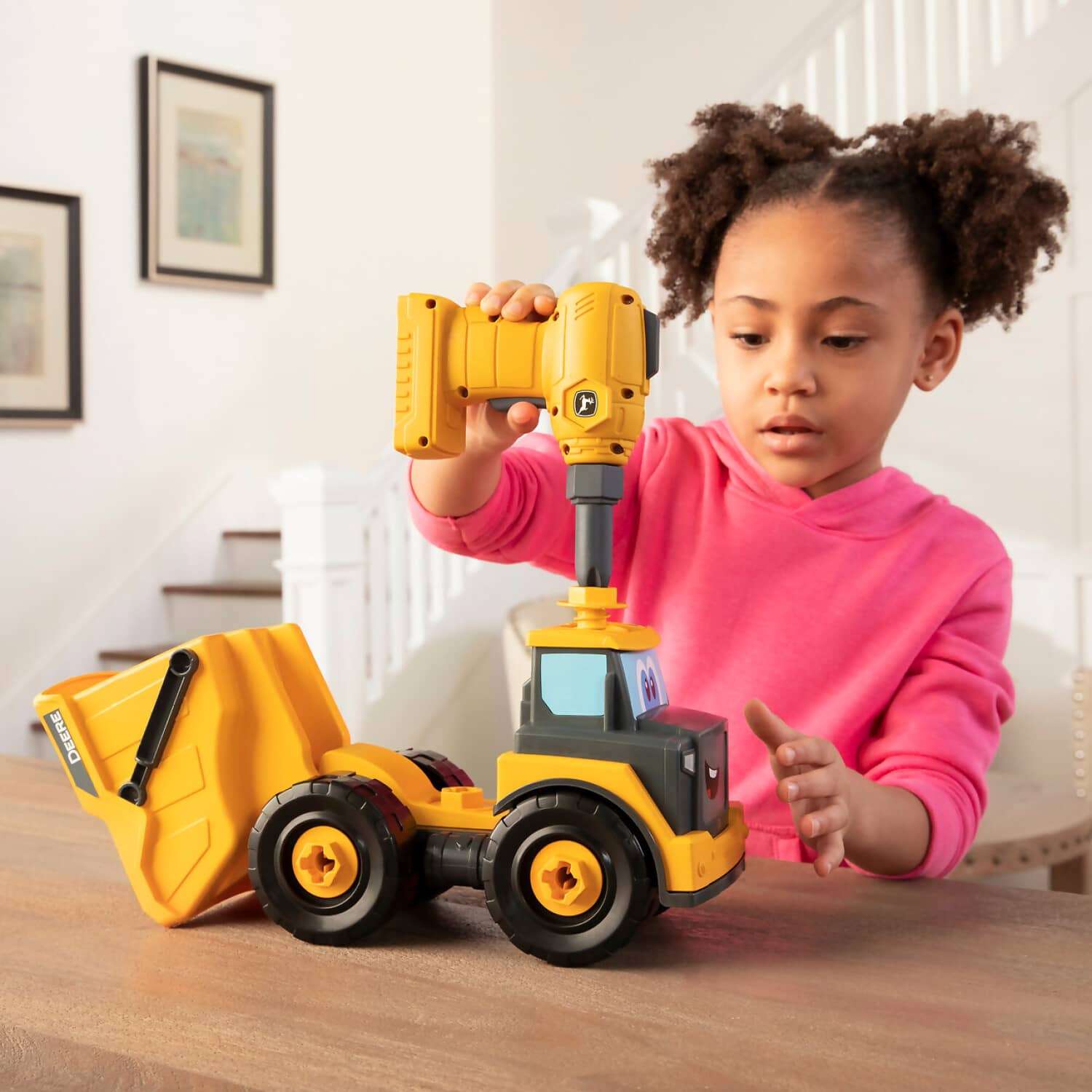 John Deere - Kids - Build A Buddy Yellow Dump Truck 2-in-1 Toy With Toy Drill - Tomy