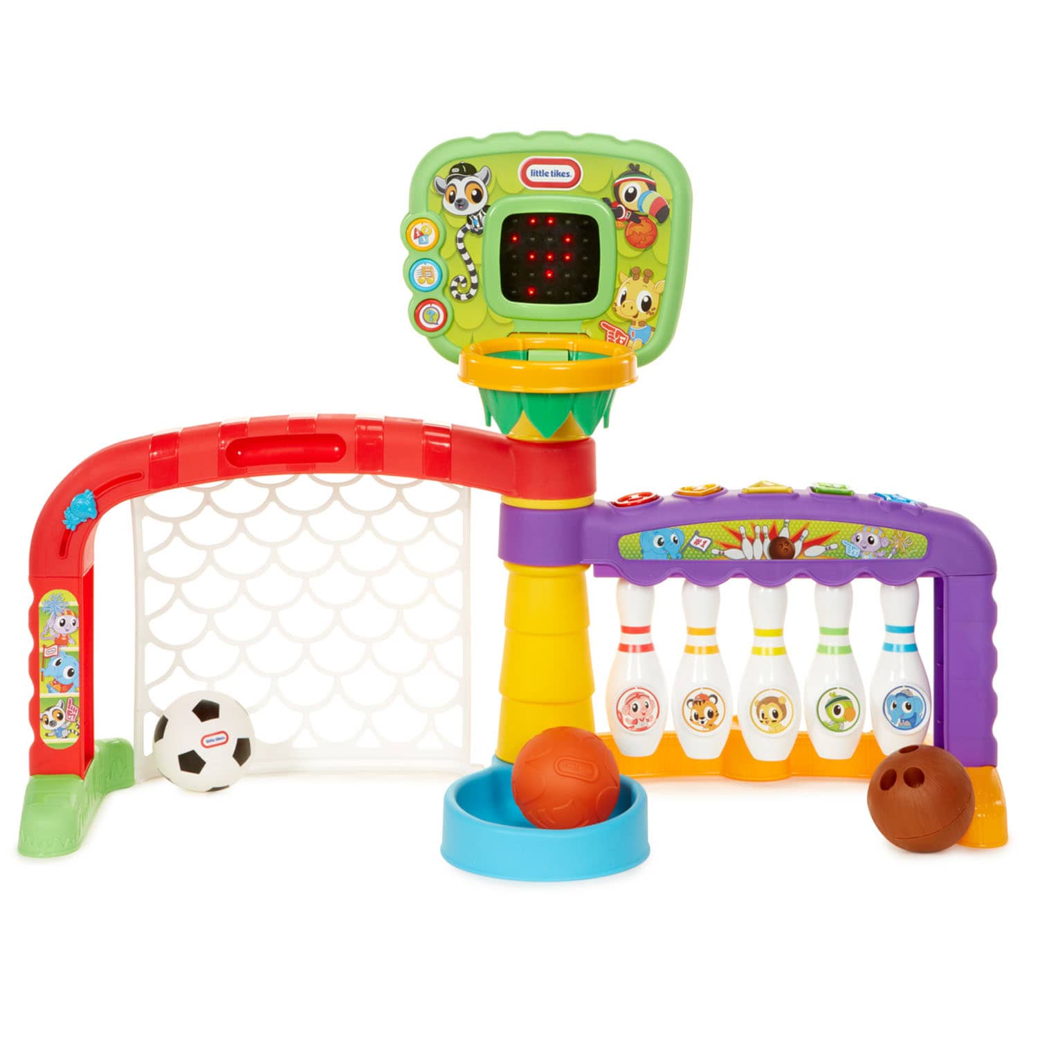 Little Tikes - 3-in-1 Sports Zone Dunk Kick Score Bowling Basketball Soccer Playset