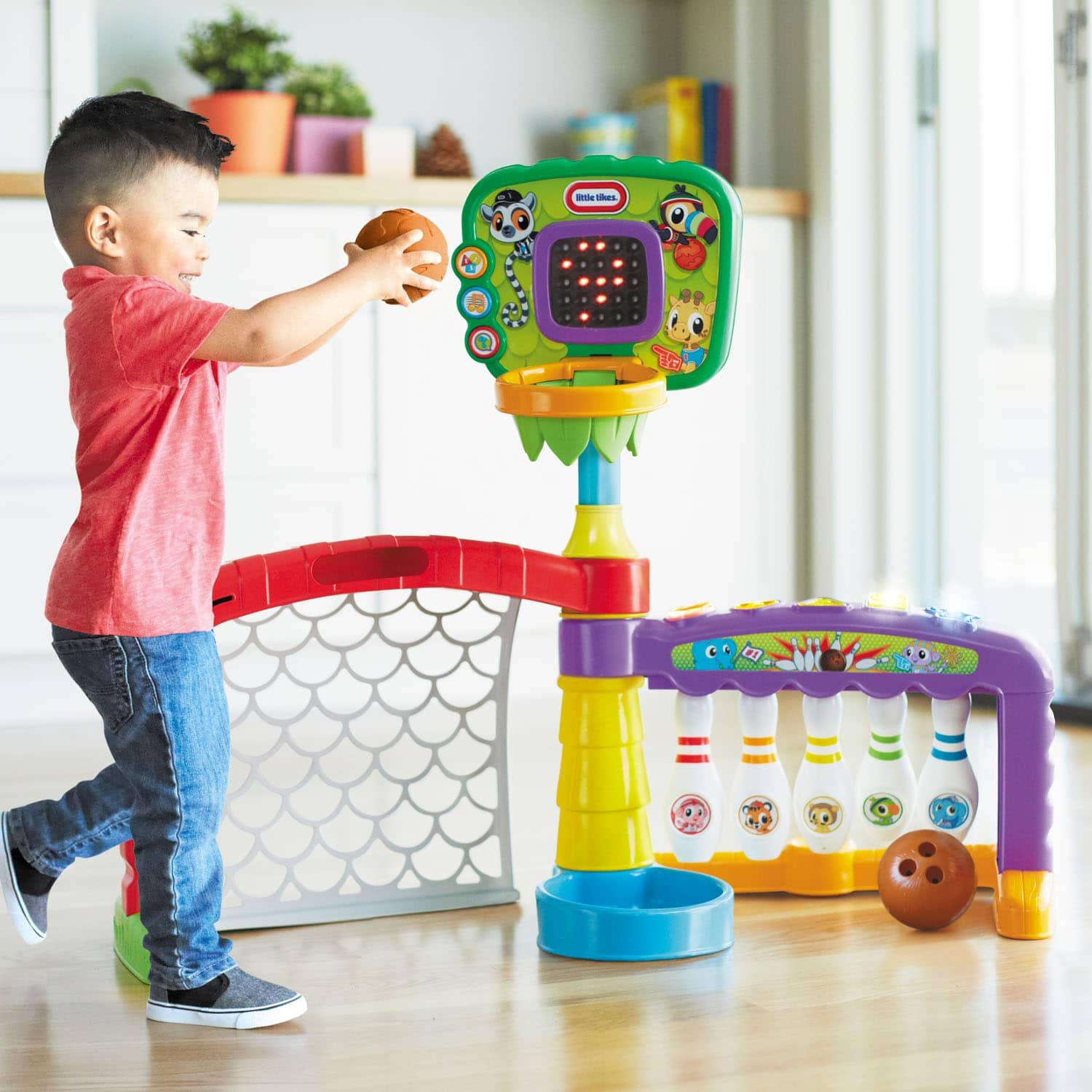 Little Tikes - 3-in-1 Sports Zone Dunk Kick Score Bowling Basketball Soccer Playset