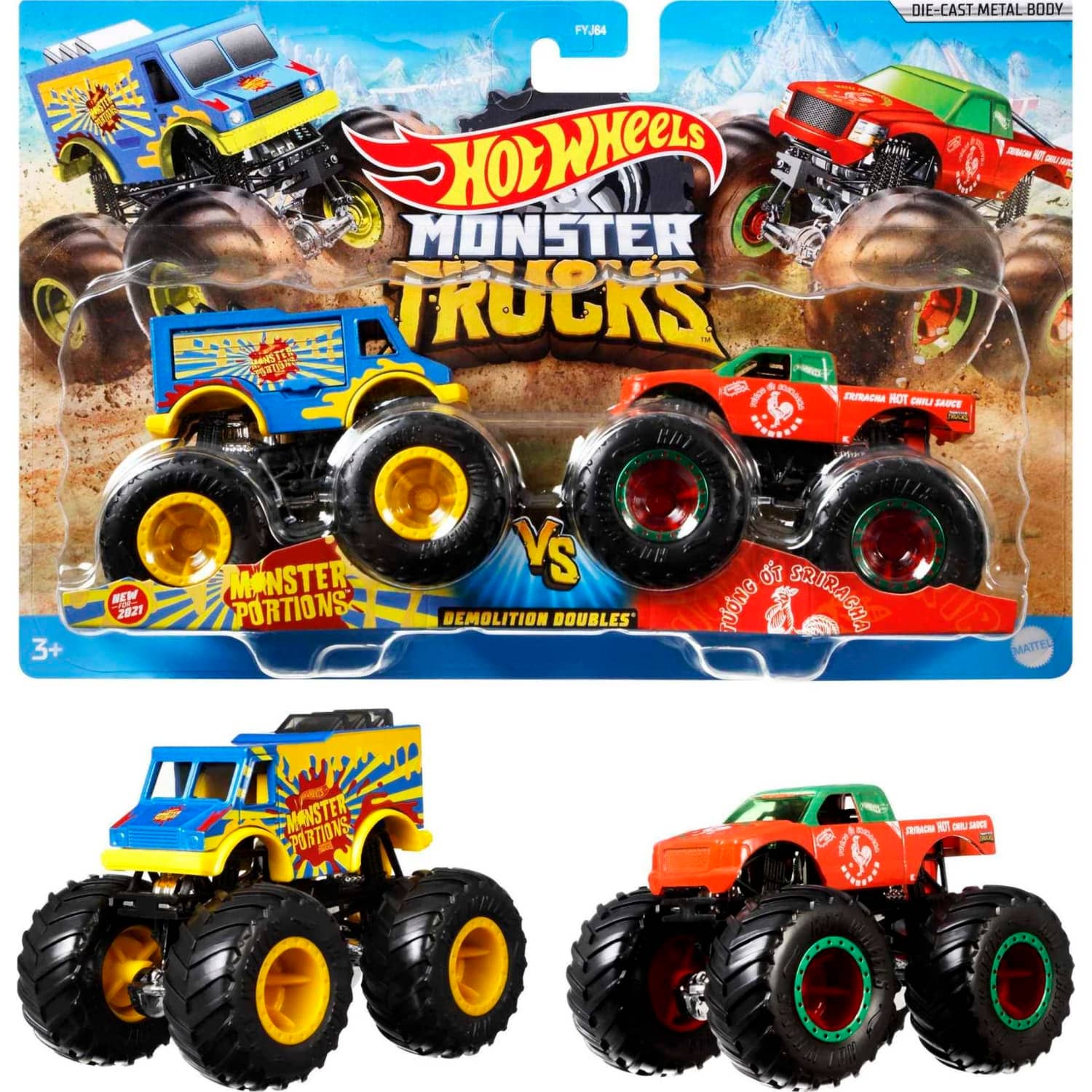 Hot Wheels - Monster Trucks 1:64 Scale 2-packs