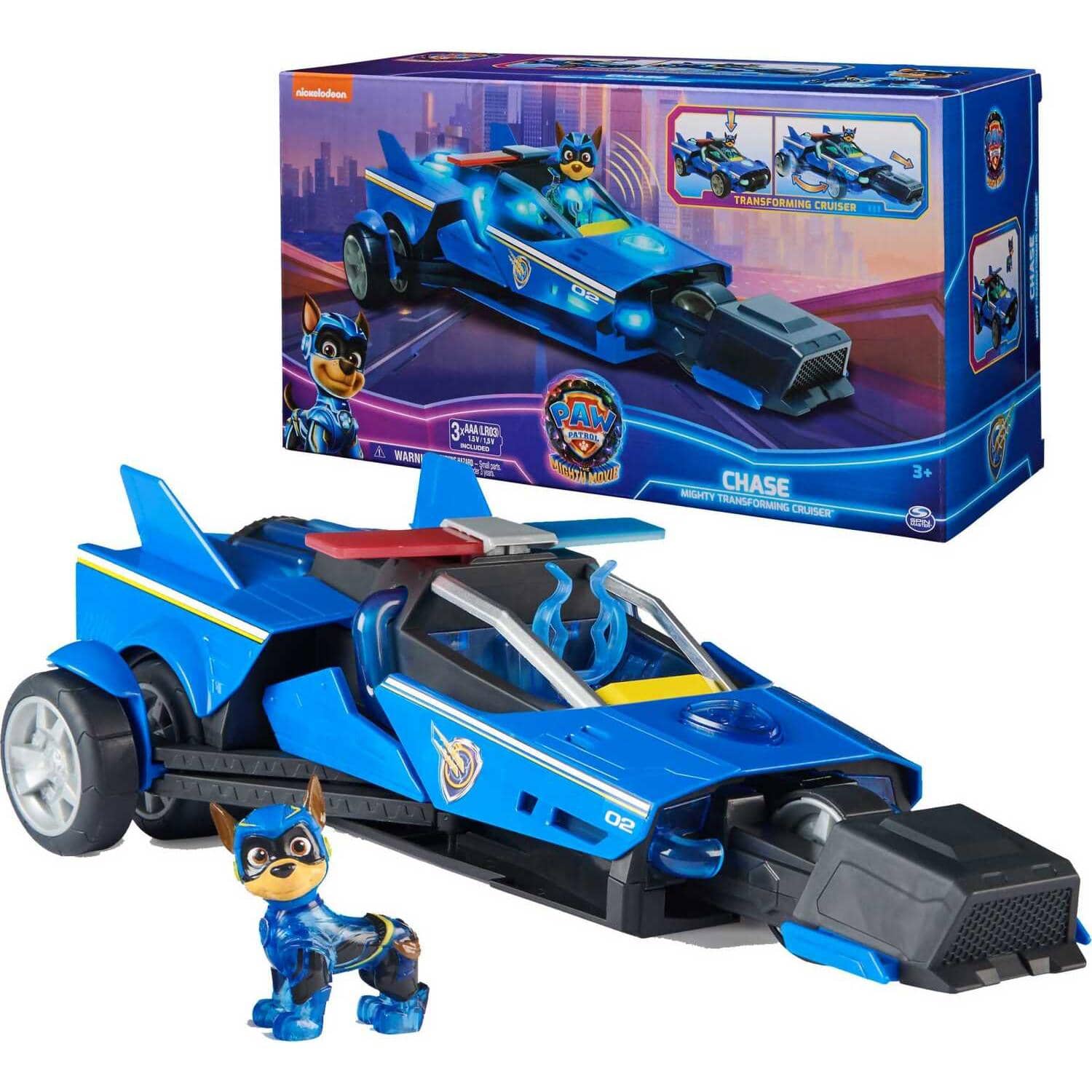 Paw Patrol - The Mighty Movie Chase s Mighty Transforming Cruiser with Action Figure Lights And Sounds - Spin Master