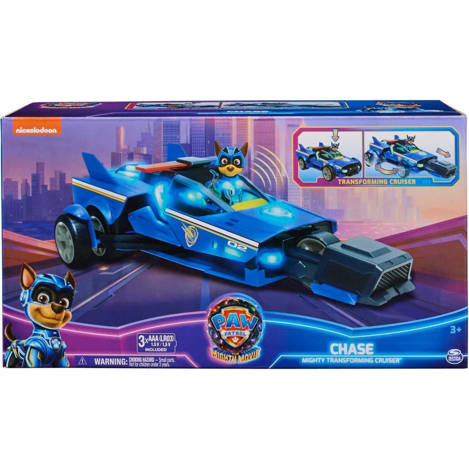Paw Patrol - The Mighty Movie Chase s Mighty Transforming Cruiser with Action Figure Lights And Sounds - Spin Master