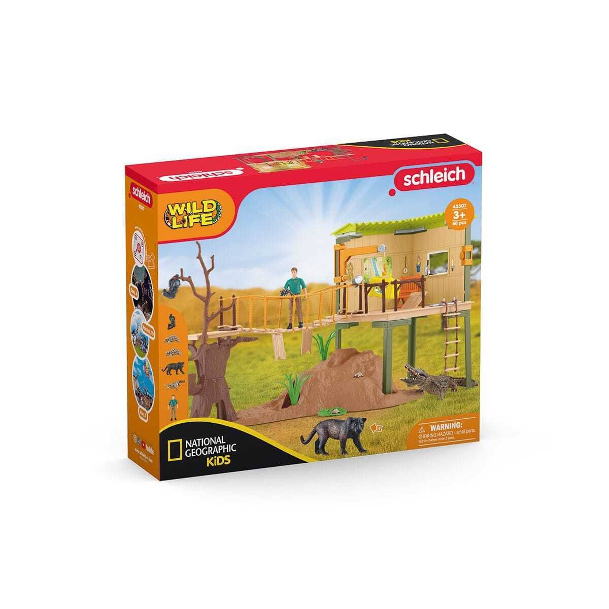 Schleich - National Geographic Kids - Ranger Adventure Station Playset - Wild Life Figurine