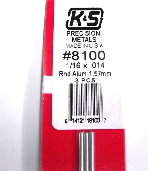 K&S METAL ROUND #8100 1:16' OD ALUMINIUM TUBE 3PCS