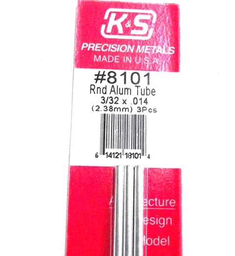 K&S METAL ROUND #8101 3/32' OD ALUMINIUM TUBE 3PCS
