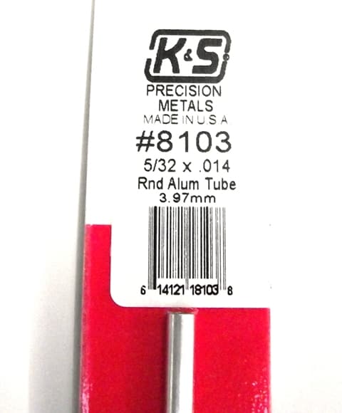 K&S METAL ROUND #8103 5/32' OD ALUMINIUM TUBE 1PC