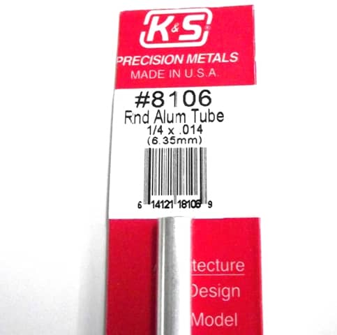 K&S METAL ROUND #8106 1:4'OD ALUMINIUM TUBE 1PC