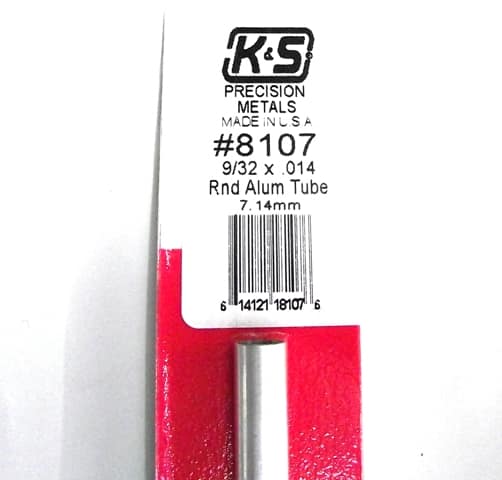 K&S METAL ROUND #8107 9/32' OD ALUMINIUM TUBE 1PC