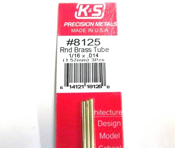 K&S METAL #8125 1:16' OD BRASS TUBE 3PCS