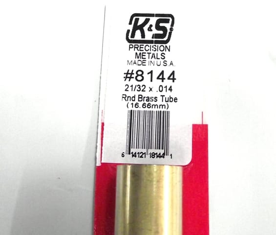 K&S METAL #8144 21:32' OD BRASS TUBE 1PC