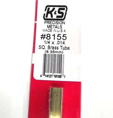 K&S METAL #8155 1:4' OD SQUARE BRASS TUBE 1PC